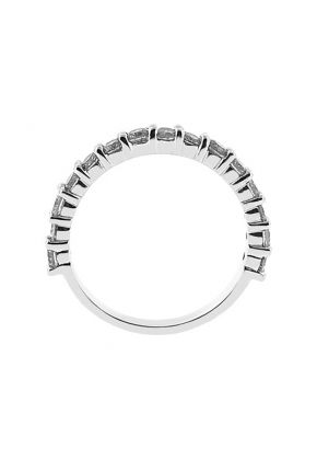 Diamond Prong Set Single Row Wedding Band in 14K White Gold