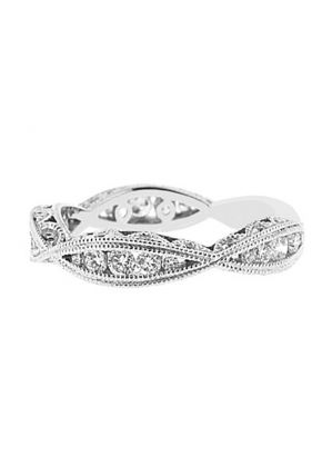 Eternity Band with Graduated Channel Set Diamonds and Beaded Milgrain in 18k White Gold