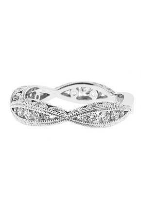Eternity Band with Graduated Channel Set Diamonds and Beaded Milgrain in 18k White Gold
