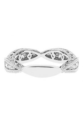 Eternity Band with Graduated Channel Set Diamonds and Beaded Milgrain in 18k White Gold