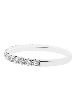 Single Row Micro-Prong Set Band with Round Diamonds in 18k White Gold