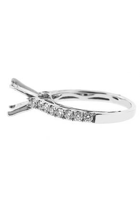 Single Row Micro Prong Set, Miligrained and Filigree Sides with Hidden Diamond Semi Mount 0.49ct Engagement Ring 18kt White Gold
