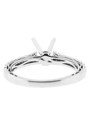 Single Row Micro Prong Set, Miligrained and Filigree Sides with Hidden Diamond Semi Mount 0.49ct Engagement Ring 18kt White Gold