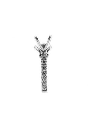 Single Row Micro Prong Set, Miligrained and Filigree Sides with Hidden Diamond Semi Mount 0.49ct Engagement Ring 18kt White Gold