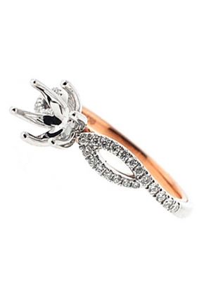 Two-Tone Twist Shank Engagement Ring with Diamonds Set in 18k White and Rose Gold