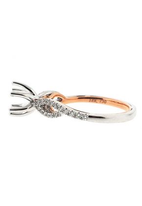 Two-Tone Twist Shank Engagement Ring with Diamonds Set in 18k White and Rose Gold