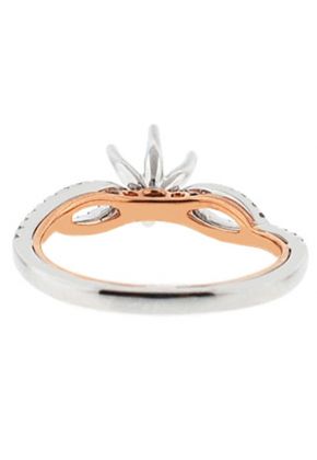 Two-Tone Twist Shank Engagement Ring with Diamonds Set in 18k White and Rose Gold