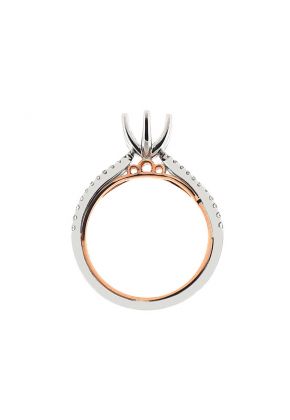 Two-Tone Twist Shank Engagement Ring with Diamonds Set in 18k White and Rose Gold