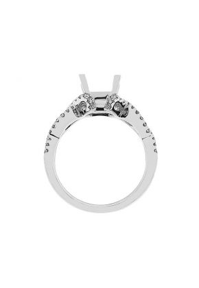Semi-Mount Crossover Twist Shank Engagement Ring with Micro-Prong Set Round Diamonds in 18k White Gold