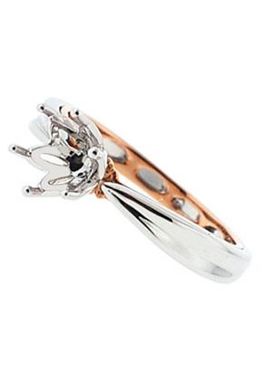 Two-Tone Solitaire Engagement Ring with 18k White Gold Outside and Rose Gold Inside