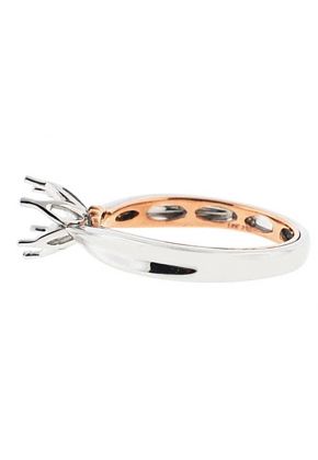 Two-Tone Solitaire Engagement Ring with 18k White Gold Outside and Rose Gold Inside