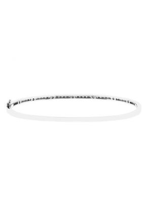 Bangle with Single Row of Round Diamonds Set in 18k White Gold