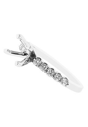 4 Prong Semi-Mount Engagement Ring with Prong Set Round Diamonds in 18k White Gold