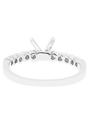 4 Prong Semi-Mount Engagement Ring with Prong Set Round Diamonds in 18k White Gold