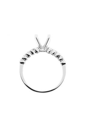 4 Prong Semi-Mount Engagement Ring with Prong Set Round Diamonds in 18k White Gold