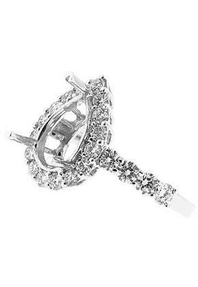 Pear Shape Tear Drop Halo Frame Diamond Semi Mount Engagement Ring