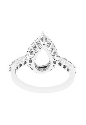 Pear Shape Tear Drop Halo Frame Diamond Semi Mount Engagement Ring