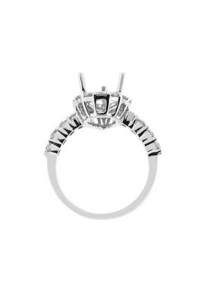 Pear Shape Tear Drop Halo Frame Diamond Semi Mount Engagement Ring