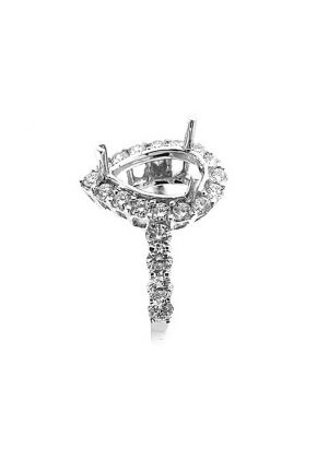 Pear Shape Tear Drop Halo Frame Diamond Semi Mount Engagement Ring