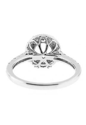 Round Halo Frame with Beading Diamond Semi Mount Engagement Ring