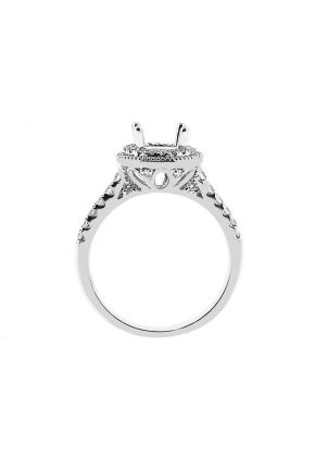 Round Halo Frame with Beading Diamond Semi Mount Engagement Ring