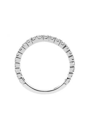 Single Row Micro-Prong Set Band with Round Diamonds in 18k White Gold