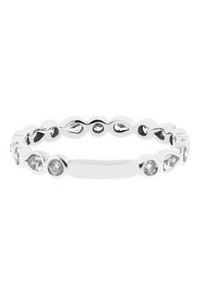 Bezel Set Eternity Band with Pear and Round Shaped Diamonds in 18k White Gold