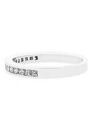 Single Row Channel Set Band with Princess Cut Diamonds in 18k White Gold