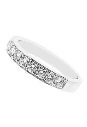 Diamond Prong Set Wedding Band in 18K White Gold