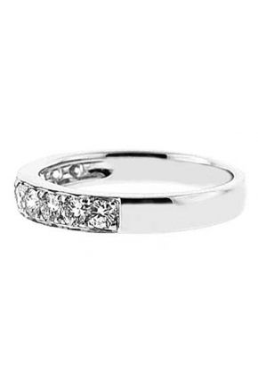 Diamond Prong Set Wedding Band in 18K White Gold