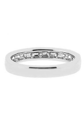 Diamond Prong Set Wedding Band in 18K White Gold