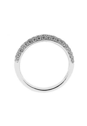 Single Row Pav?? Set Band with Round Diamonds in 18k White Gold