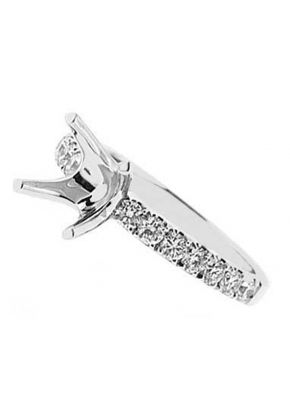 4 Prong Semi-Mount Engagement Ring with Round Diamonds Set in 18k White Gold