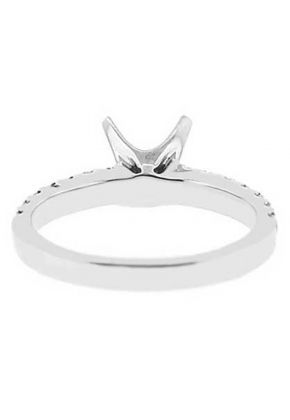 4 Prong Semi-Mount Engagement Ring with Round Diamonds Set in 18k White Gold