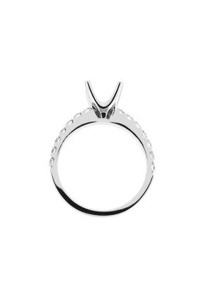 4 Prong Semi-Mount Engagement Ring with Round Diamonds Set in 18k White Gold