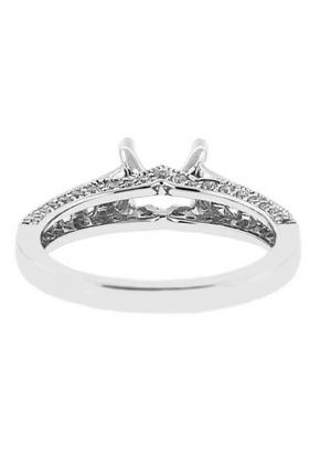 Semi-Mount Milgrain Engraved Engagement Ring with Pav?? Set Diamonds in 18k White Gold