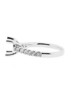 Semi-Mount Engagement Ring with Prong and Micro Prong Set Round Diamonds in 18k White Gold