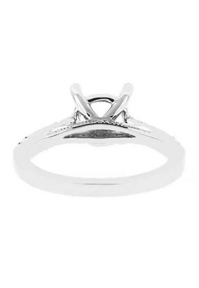 Semi-Mount Engagement Ring with Prong and Micro Prong Set Round Diamonds in 18k White Gold