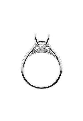 Semi-Mount Engagement Ring with Prong and Micro Prong Set Round Diamonds in 18k White Gold