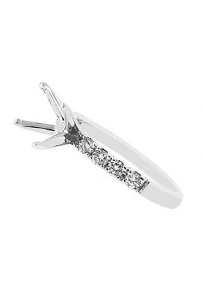 Semi-Mount Engagement Ring with Prong Set Round Diamonds in 18k White Gold