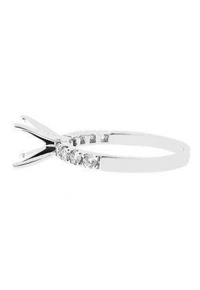 Semi-Mount Engagement Ring with Prong Set Round Diamonds in 18k White Gold