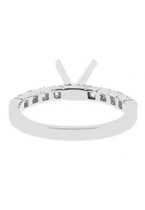 Semi-Mount Engagement Ring with Prong Set Round Diamonds in 18k White Gold