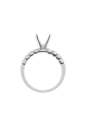 Semi-Mount Engagement Ring with Prong Set Round Diamonds in 18k White Gold