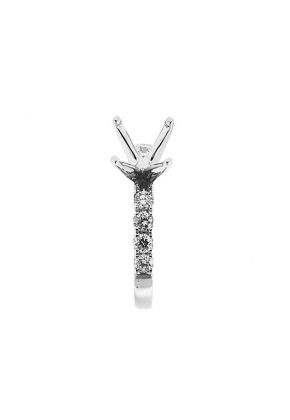 Semi-Mount Engagement Ring with Prong Set Round Diamonds in 18k White Gold