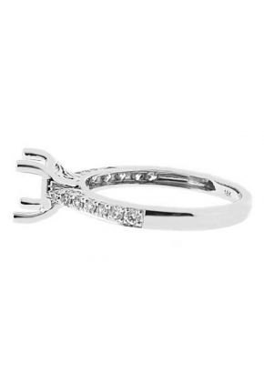 Semi-Mount Engagement Ring with Micro Prong Set Round Diamonds in 18k White Gold