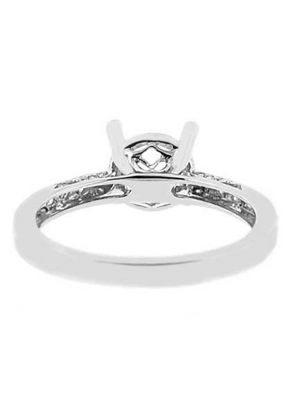 Semi-Mount Engagement Ring with Micro Prong Set Round Diamonds in 18k White Gold