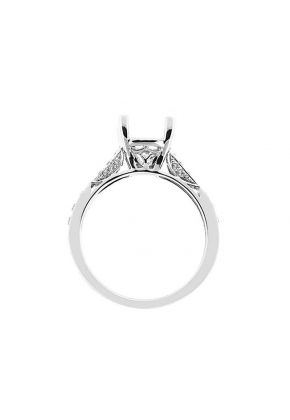 Semi-Mount Engagement Ring with Micro Prong Set Round Diamonds in 18k White Gold