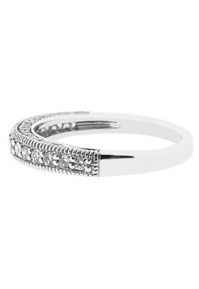 Diamond Prong Set Milgrain Wedding Band in 18K White Gold