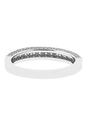 Diamond Prong Set Milgrain Wedding Band in 18K White Gold