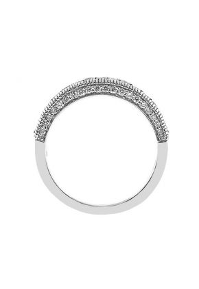 Diamond Prong Set Milgrain Wedding Band in 18K White Gold
